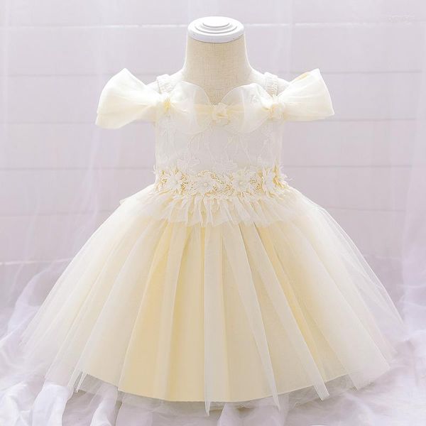 Fille robes 2023 né dentelle une épaule 1er anniversaire robe pour bébé vêtements princesse fleur fête et vêtements de mariage