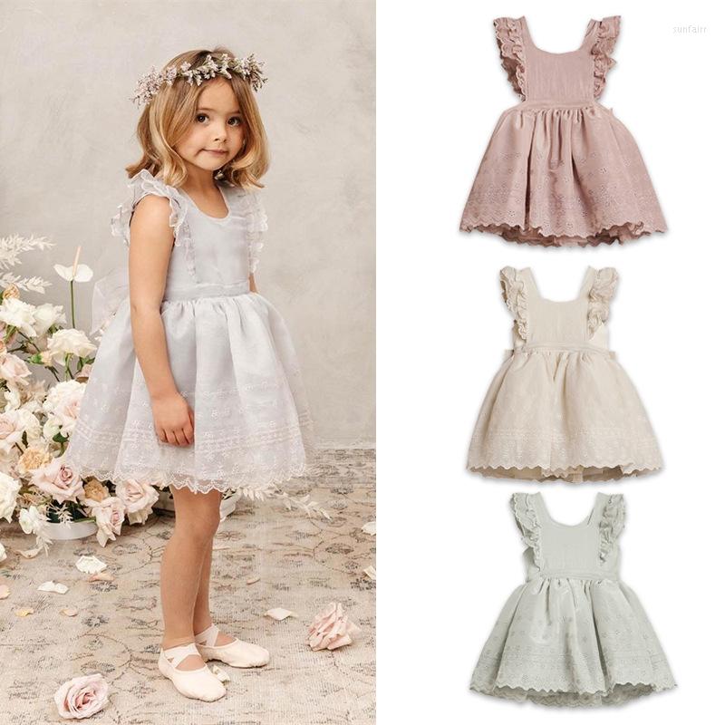 Fille robes 2023 robe pour filles 1 an anglais élégant été bébé princesse robe d'été sans manches angleterre vêtements enfants