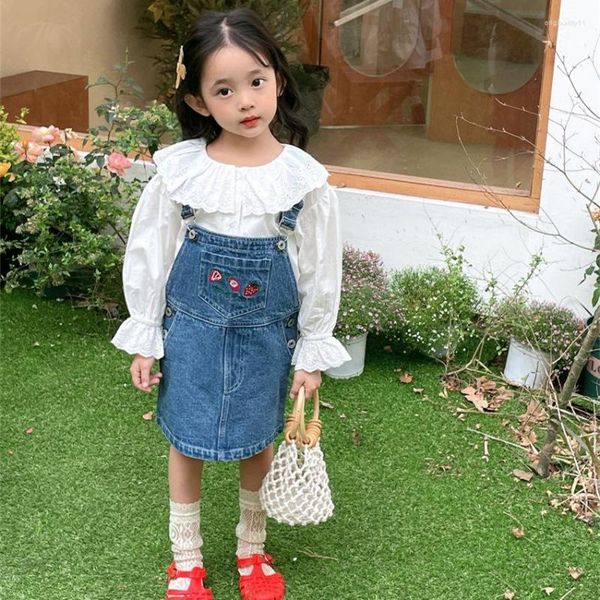Robes de fille 2023 Style coréen filles robe en Denim mode coton printemps vêtements pour enfants 1-7 ans