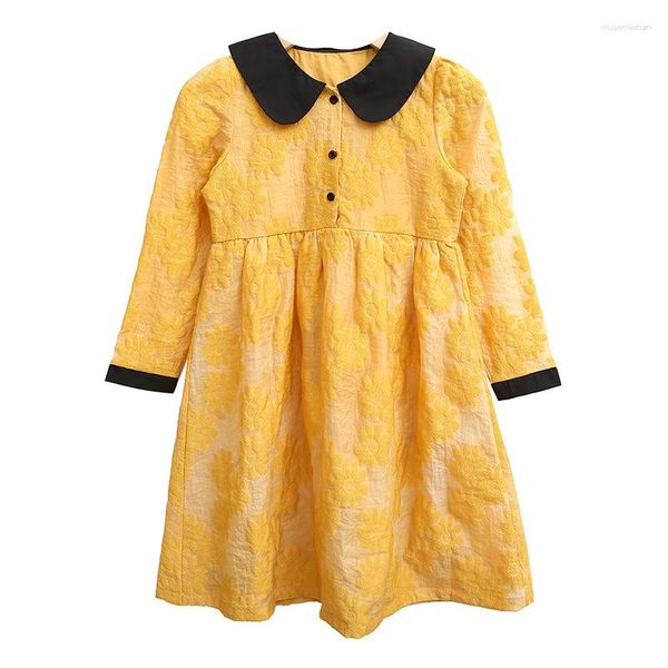 Fille robes 2023 printemps filles robe brodée taille rétrécissant enfants vêtements enfants princesse #7254