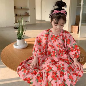 Fille robes 2023 printemps enfants jupes Version coréenne filles fleur grande jupe robe bébé à manches longues