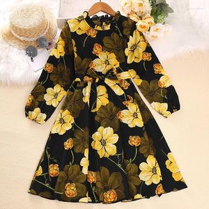 Fille Robes 2023 Style Grande Fleur Printemps Automne Filles Robe À Manches Longues Princesse Pour 6-12 Ans Enfants Cadeau D'anniversaire