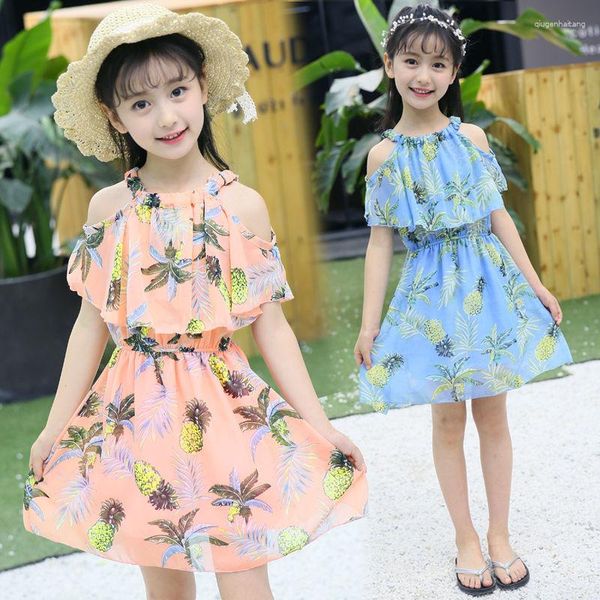 Vestidos de niña 2023, vestido de verano para niñas, ropa de malla, bohemio, Floral, sin hombros, gasa, princesa, 5, 7, 8, 9, 10, 12, 13, 14 años