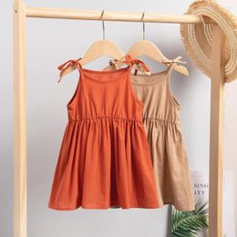 Fille robes 2023 été bébé sans manches volants robe Sarafan enfants coton mousseline Slip vêtements robe d'été