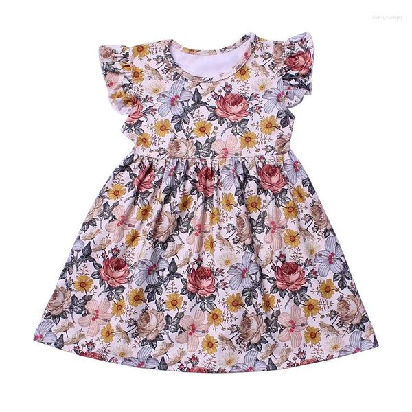 Fille robes 2023 été Floral filles robe enfant en bas âge rétro vêtements sans manches Boutique pour enfants 2-7Y en gros