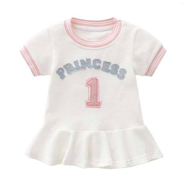 Robes d'été pour filles, vêtements de Baseball, en coton, avec lettres, manches courtes, revers, princesse étrangère, pour bébés de 1 à 4 ans, 2023