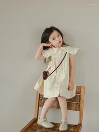 Robes d'été pour filles, Style coréen, sans manches, à volants, boutons, Design à la mode, jolies et mignonnes pour filles, 2023