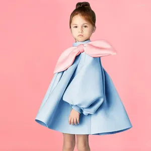 Robes de fille 2024 Enfants Boutique Princesse Robe de soirée Bow Puff Sleeve Design Mariage Anniversaire Baptême Eid Party Girls A3195