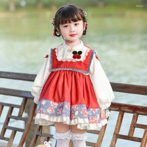 Robes de fille 2024 robe de style chinois pour filles enfants imprimé floral patchwork enfants boutique en plein air vêtements de 2y à 8 ans