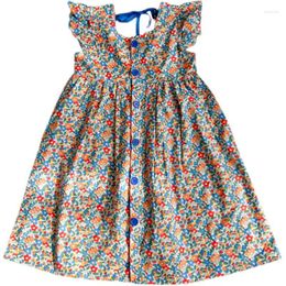 Robes de fille 2024 Coton Flower Imprimé Kids Girls Girls Summer Enfants Enfants Casual Bstwing Sweet Princess Baby Clothes