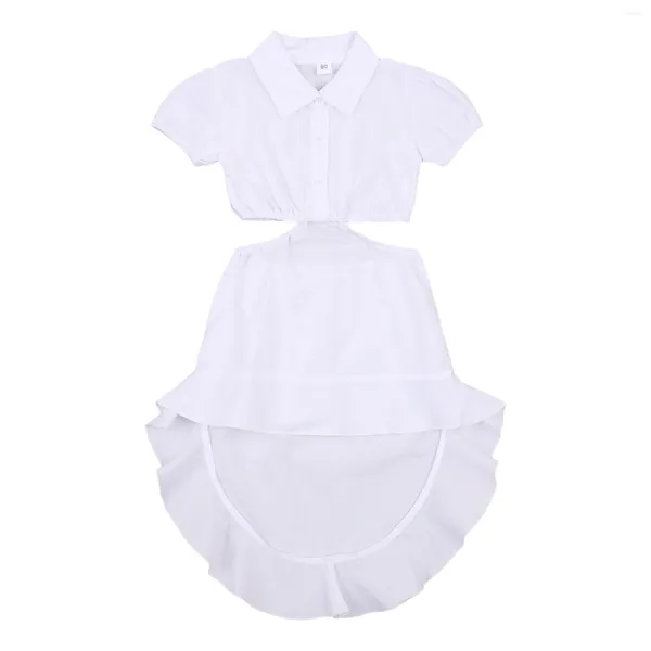 Robes de fille 2024 Fashion Kids Baby Girls Robe d'été Vêtements pour enfants Ensembles de vêtements à manches courtes Ruffle Maxi Beachwear Casual Shirt