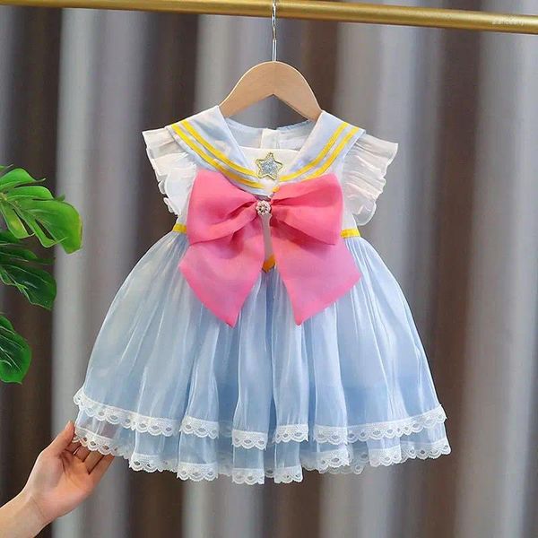 Robes d'été Tutu pour filles, tenue princesse Lolita à gros nœud, à la mode, pour fête d'anniversaire, pour enfants, 2024