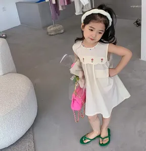 Robes de fille 2024 Korea Style Girls Dress Fashion Cotton Summer 2-7 ans KL964