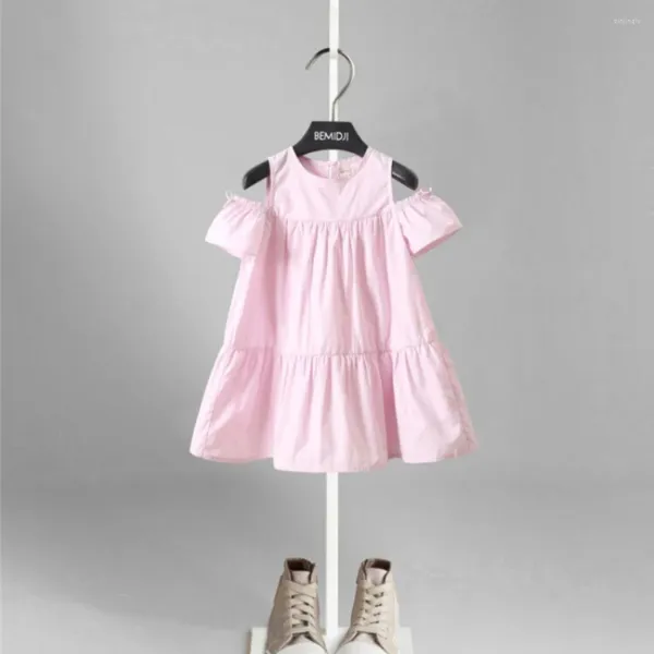 Vestidos de niña 2024 vestimenta coreana para niñas ropa de moda sin tirantes princesa manga corta de verano