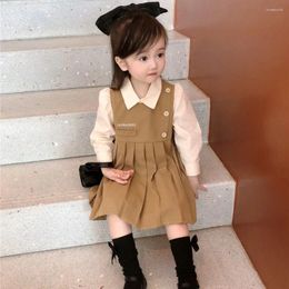 Vestidos de niña 2024 ropa de ropa para niñas para adolescentes princesa camisa de vestir volante Juego primavera de otoño niños de moda coreano bebé coreano