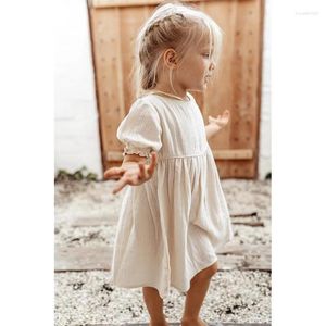 Robes pour filles, à manches longues, en coton, mousseline douce, rétro, vêtements décontractés pour enfants, printemps-automne, 2024