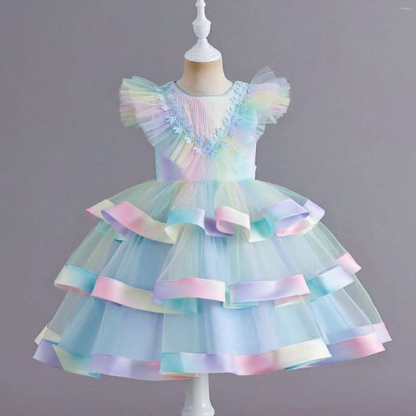 Robes de fille 2024 été bébé robe de soirée enfants vêtements enfants élégant anniversaire princesse mariage bal danse Costume 1-10 ans robes