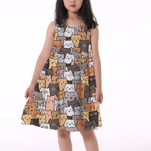 Robes d'été pour filles, tenue de fête avec chien et chat, imprimé en 3D, sans manches, princesse, débardeur, Encanto, pour enfants, 2024