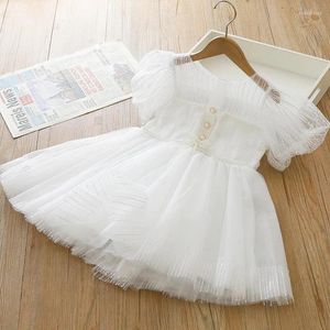 Robes de fille 2024 Robe en dentelle d'été blanc Perle Yarn petit piano princesse en soirée
