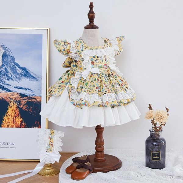 Vestidos de niña, 2 uds., vestido de Lolita de princesa Floral española para niñas, vestidos de baile de bautismo para cumpleaños infantil, vestidos de Boutique para niños