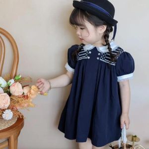 Girl -jurken 2 stks baby Spaanse boetiek kleding baby peuter handgemaakte smockland borduurwerk college stijl meisjes A2460