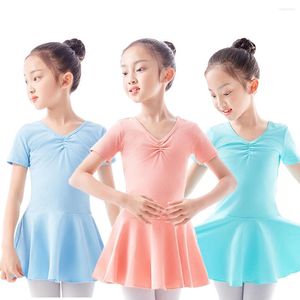 Vestidos de niña 2 uds., vestido de baile de Ballet de cisne para niñas, ropa de práctica de gimnasia para niños, ropa de manga corta/larga con pantalones cortos