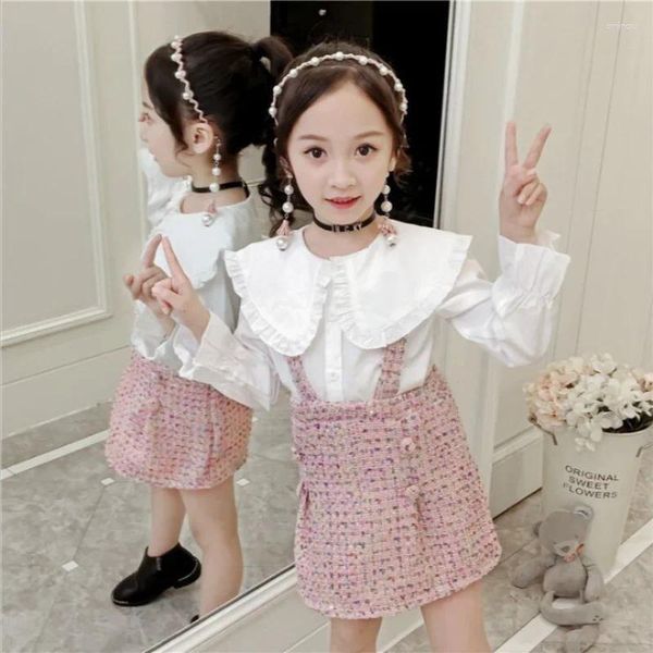 Robes PTKPCC pour filles, ensemble 2 pièces, haut et jupe de princesse à manches longues, pour enfants, hiver et automne, tissu uniforme conçu pour anniversaire