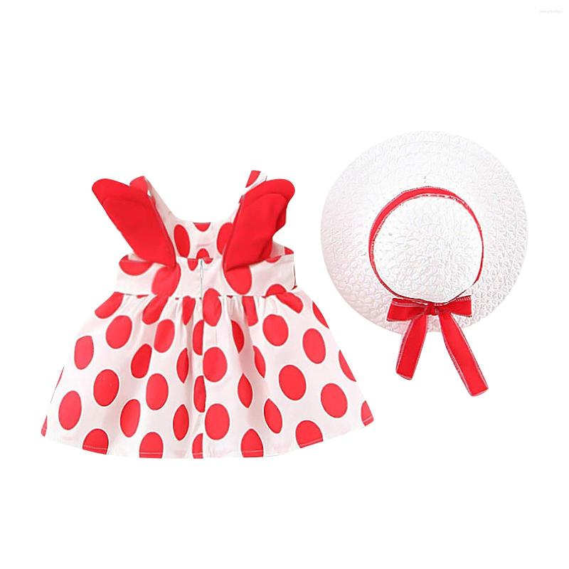 Girl Dresses 2Pcs/Set Summer Baby Back Wings Birthday Party Princess Toddler Children Clothes Suit Send Hat 0 To 3 Years Kids