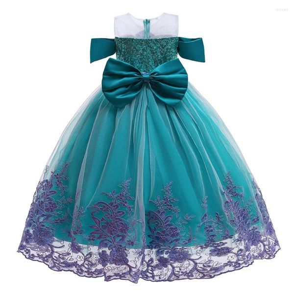 Robes de fille 3-10Y bébé filles été dessin animé vêtements enfants princesse robe d'anniversaire enfants perles florale robe de demoiselle d'honneur de mariage