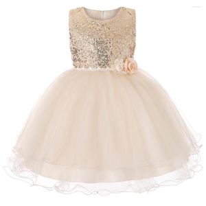 Robes de fille 3-13 genou-longueur enfants paillettes fleur filles robe Pageant fête mariage robe de bal bal princesse occasion formelle