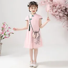 Robes de fille 3-16Y Styles chinois enfants robe de soirée enfants fête de mariage Cheongsam Qipao cadeau pour les filles à manches courtes robe de princesse