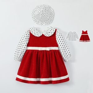 Vestidos de niña, 3 uds., vestido de Boutique español para bebé, Vestidos de princesa para niñas, vestidos de fiesta de cumpleaños para niños, camisa de lunares para niños, vestidos rojos con sombrero
