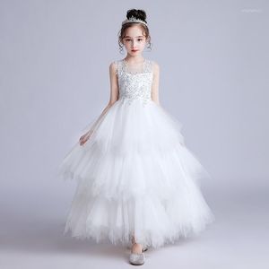 Fille Robes 4-14Y Blanc Long Mariage Demoiselle D'honneur Enfants Vêtements Pour Filles Robe À Paillettes Vêtements De Fête PrincessFormal Dres