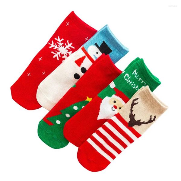 Robes de fille 5 paires chaussettes chaudes de Noël pour enfants décorations de salle de bain chrismas cadeaux décorer l'hiver