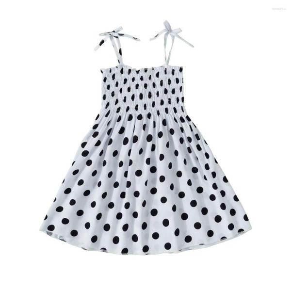 Vestidos de niña de 6 a 36 meses, vestido de lunares de algodón de verano para niñas, ropa de falda con tirantes para niños pequeños de playa 6 8 12 18 24 OBD228450