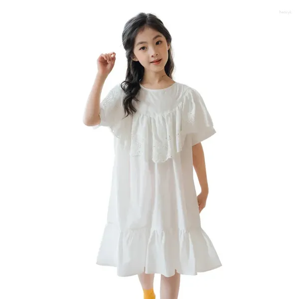 Robes pour filles de 6 à 16 ans, vêtements blancs en coton pour adolescentes, vêtements de princesse à la mode pour bébés, #2024, 6068