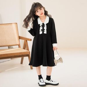 Meisje Jurken 6 Tot 18 Jaar Tiener Prinses Gebreide Trui Jurk Elegante Meisjes Boog Vintage Vestido Party Kinderkleding Modieus