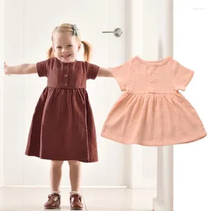 Robe de fille 6m-4t pour enfants d'été robe de bébé enfants couleur solide bonbon mignon pour filles vêtements de mode