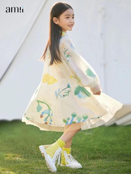 Amii – robes de printemps pour filles, robe de princesse trapèze en maille imprimée, Style vacances, robe décontractée, 2024, 22352003