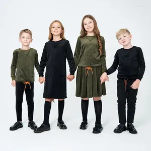 Robes fille AP Collection velours décontractée garçons filles automne hiver famille correspondant vêtements enfant mode ensemble robe haut vêtements