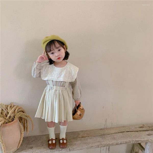 Robes de fille Arrivée Automne Bébé Filles Robe Enfants Salopette Enfants Preppy Bretelles Sangle Enfant En Bas Âge Beaux Vêtements D'école