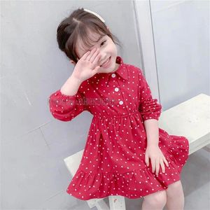 Meisje Jurken Herfst Casual Kinderen Baby Meisjes Polka Dot Print Lange Mouw Rode Kinderen Elegante Peuter Party Prinses Jurk