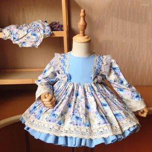 Robes pour filles, automne hiver, robe de bal espagnole pour bébé, couture en dentelle, manches longues, mignonne princesse de fête d'anniversaire pour enfants