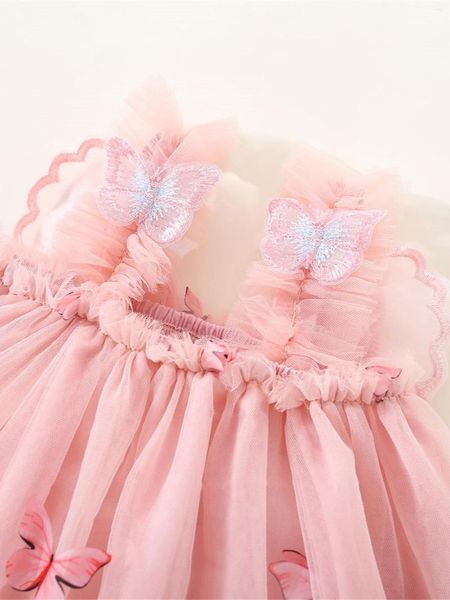 Fille Robes Bébé 3D Fleur Applique Tulle Tutu Robe Sans Manches D'été Balançoire Plage De Mariage Princesse Fête