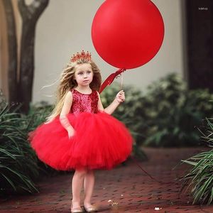 Vestidos de niña Vestido de bautismo para bebé Fiesta de cumpleaños para niños pequeños Lentejuelas brillantes Princesa Tutú de tul rosa 1-5T