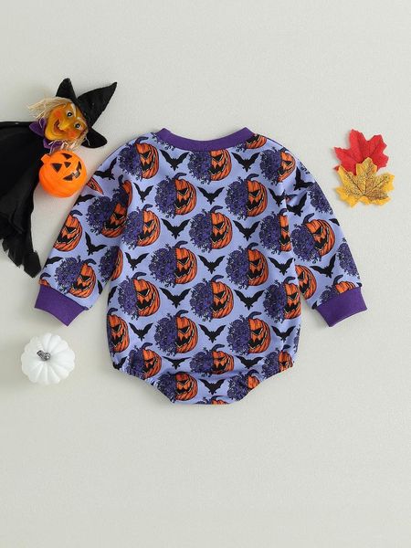 Vestidos de niña, disfraz de Halloween para bebé, mono de calabaza con sudadera con capucha y mono de manga larga