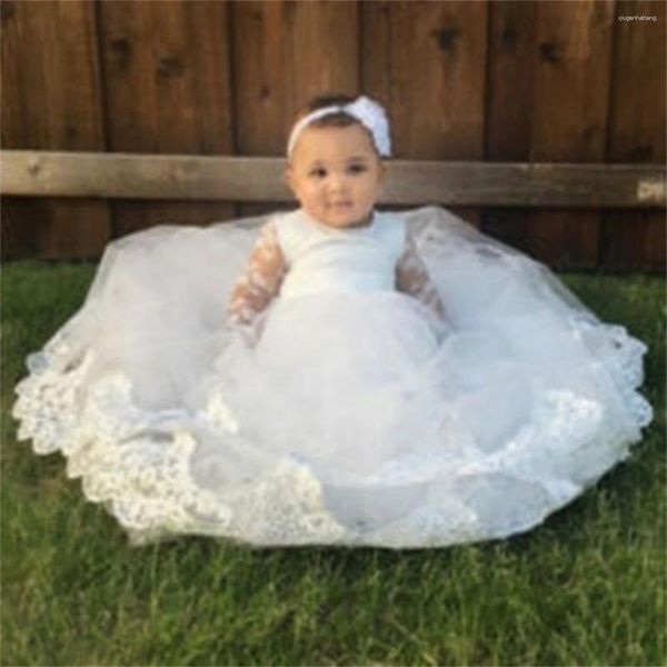 Robes de fille en dentelle Extra longue pour bébé, vêtements de baptême pour fête d'anniversaire de 1ère année, vêtements de princesse pour nourrissons