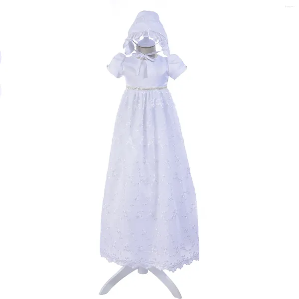 Fille robe baby baptême bas-enfant long des vêtements d'anniversaire en dentelle maxi avec un chapeau né filles de mariage vestido