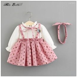 Fille robes vêtements de bébé manche beaux cotons bowket tutu infantil coton concours de fête de fête vestide