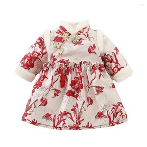 Meisje jurken babykleding verdikt pinl tang pak winter traditioneel Chinees jaar hanfu prinses jurk kinderen Cheongsam